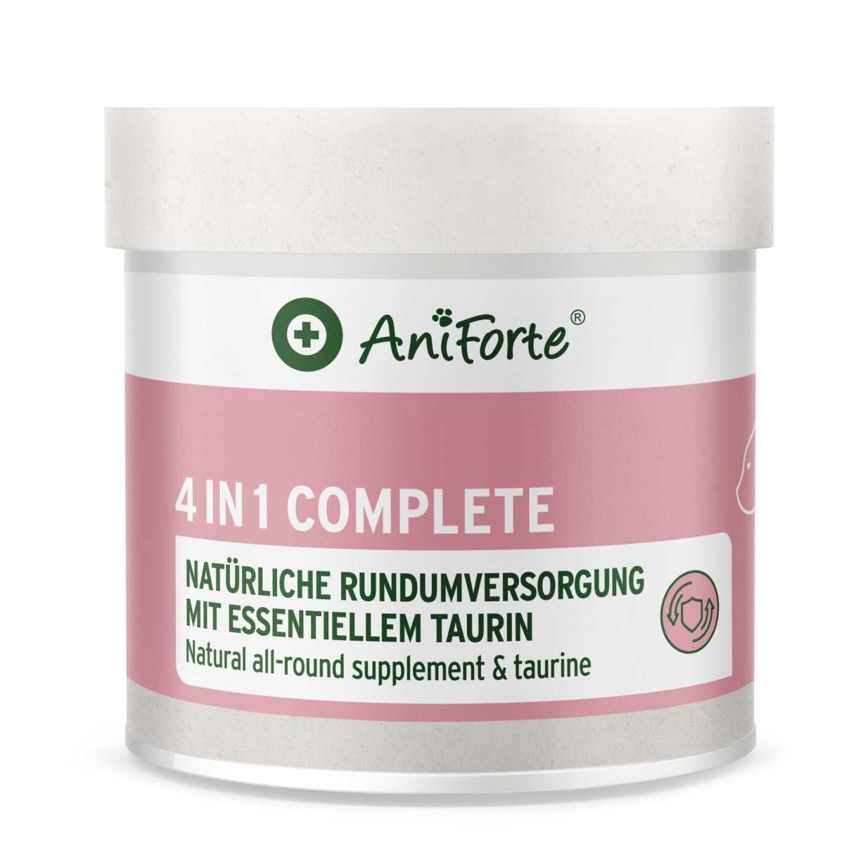 4in1 Complete Cat von AniForte zur Unterstützung von Immunsystem und Gelenken, enthält natürliches Taurin.