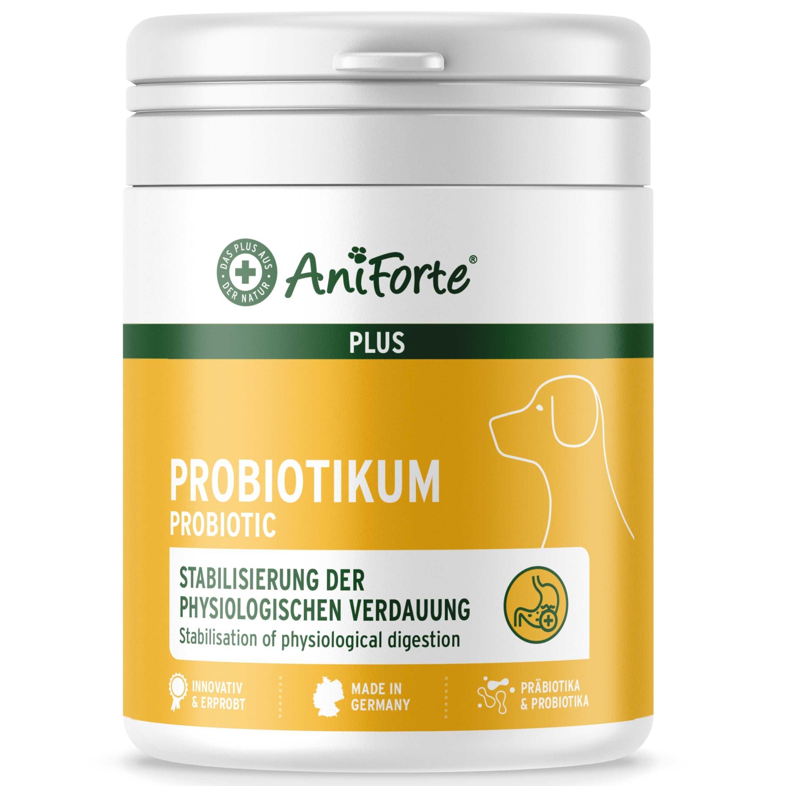 AniForte® plus Probiotikum Tabs for dogs, probiotic and prebiotic supplement.