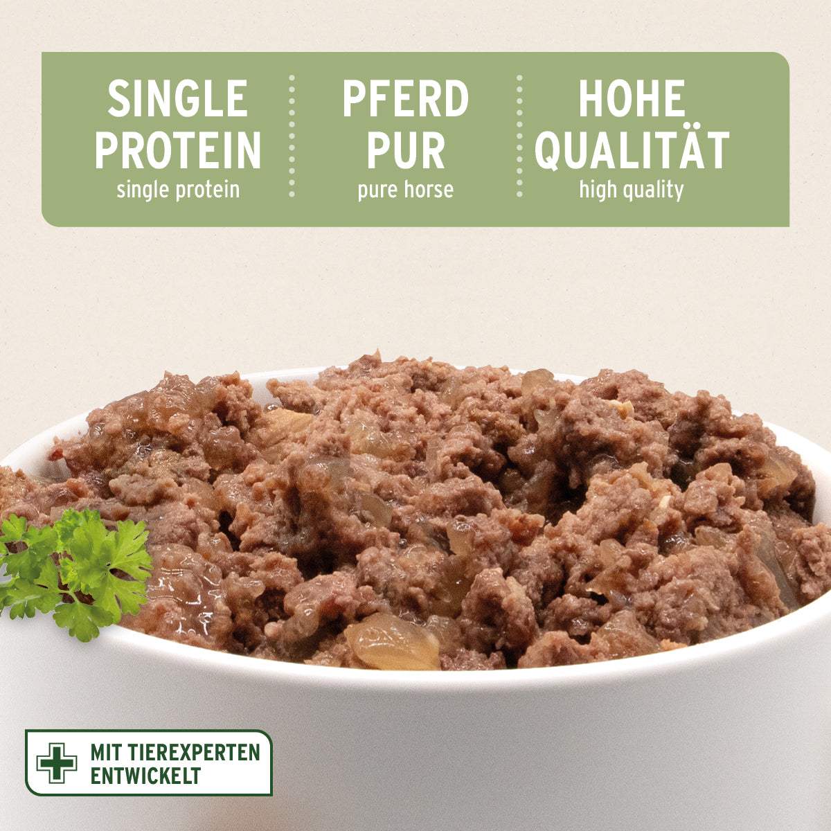 Nassfutter Pferd Pur für Hunde, Single-Protein, hohe Qualität, getreidefrei.