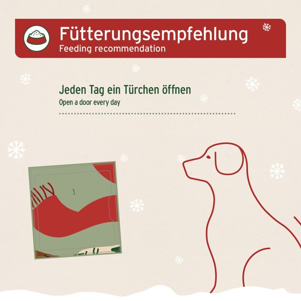 Adventskalender für Hunde mit natürlichen Snacks und täglichen Belohnungen in festlicher Verpackung
