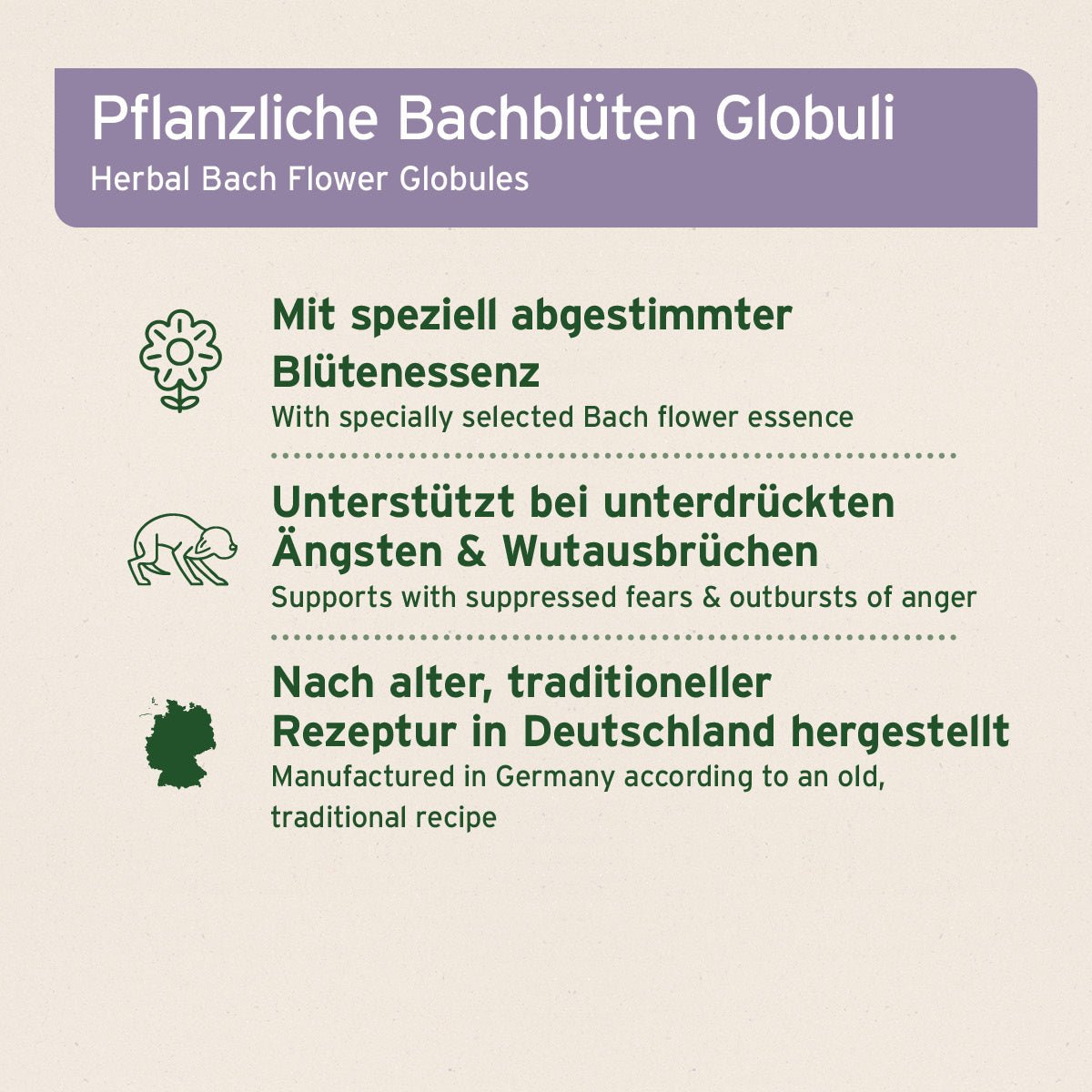 Bachblüten No.6 Cherry Plum Globuli für Haustiere gegen unterdrückte Ängste und Wutausbrüche, pflanzliche Rezeptur aus Deutschland