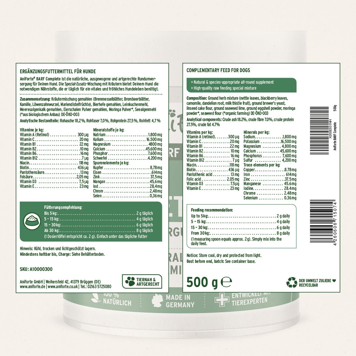 BARF All In Set für Hunde, 500g, natürliche Rundumversorgung, hochwertige Rohfütterung.