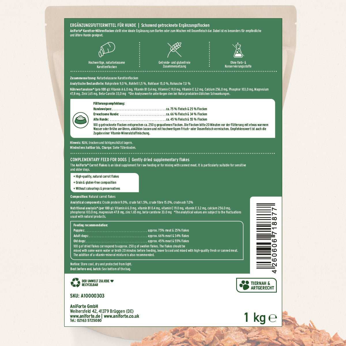 Etikett BARF - Line Karotten - Möhrenflocken - AniForte