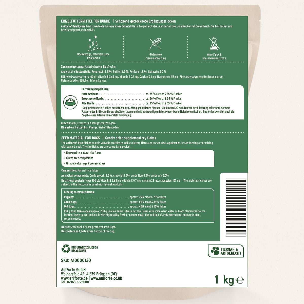 Etikett BARF - Line Reisflocken - AniForte