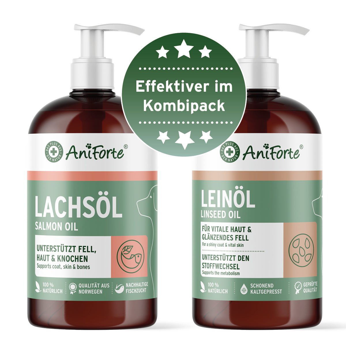 BARF - Öl Set mit Leinöl & Lachsöl - AniForte