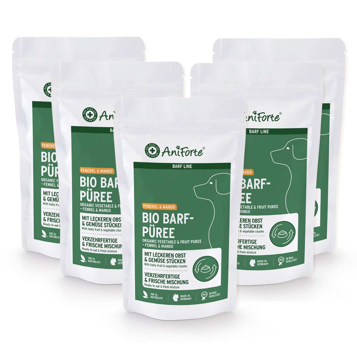 Bio BARF-Püree "Fenchel & Mango" für Hunde, natürliche Vitaminquelle, hochwertiges Obst-Gemüse-Mix, ideal zum Barfen.