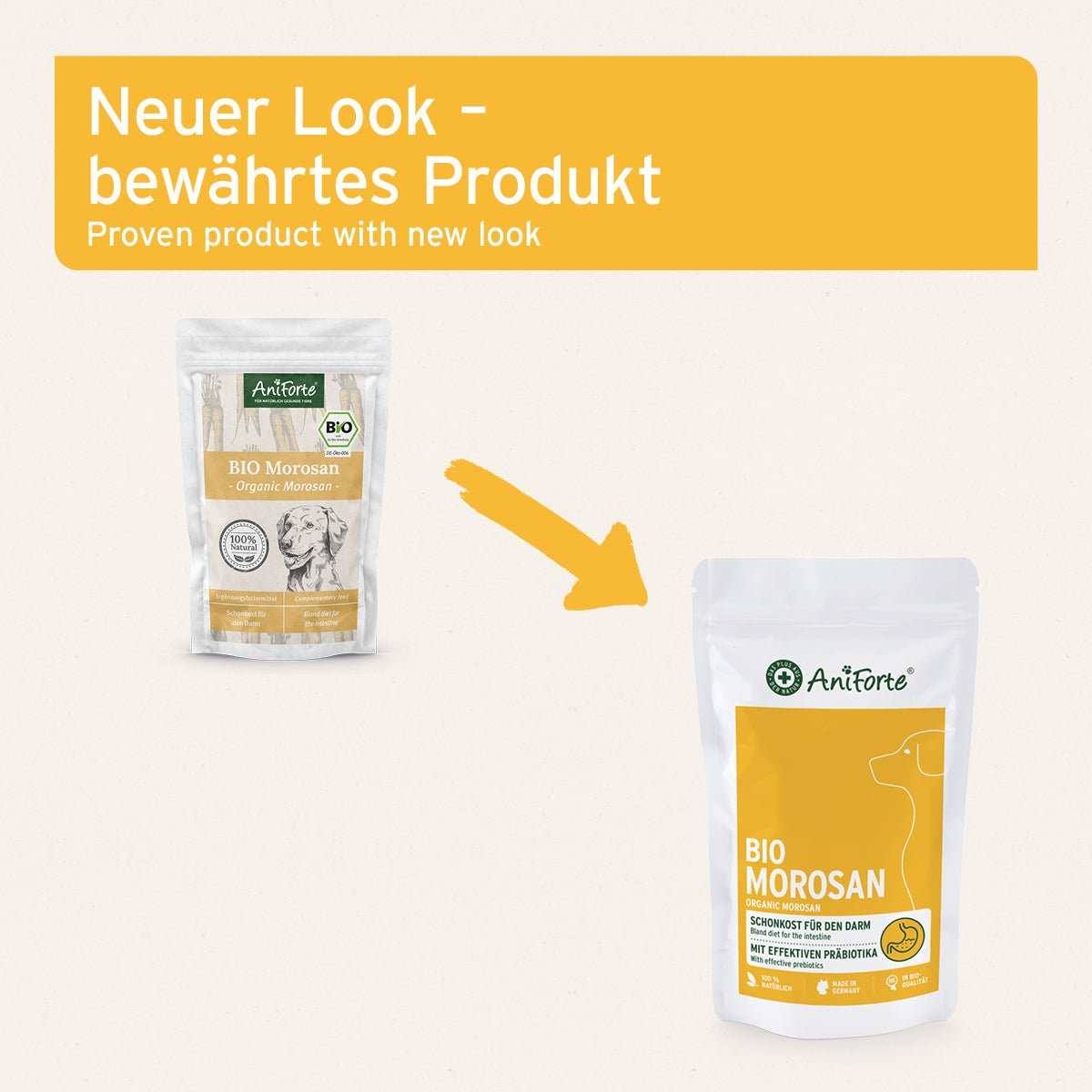 AniForte Bio Morosan für Hunde, Schonkost für Darmgesundheit mit Bio-Karotten und -Topinambur.