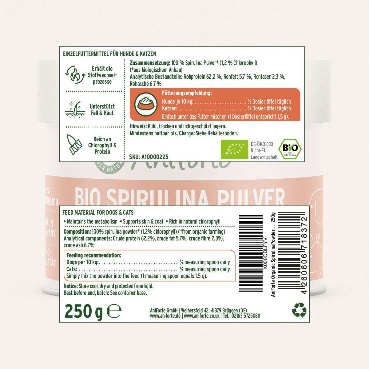 Etikett Bio Spirulina Pulver - AniForte