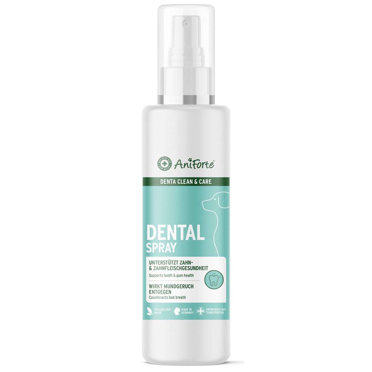 AniForte Denta Clean & Care Dentalspray für Hunde – einfache Zahnpflege, unterstützt Zahn- und Zahnfleischgesundheit.