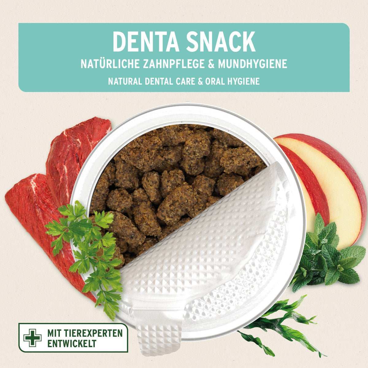 Denta - Snack - AniForte von oben fotografiert, halb geöffnet.