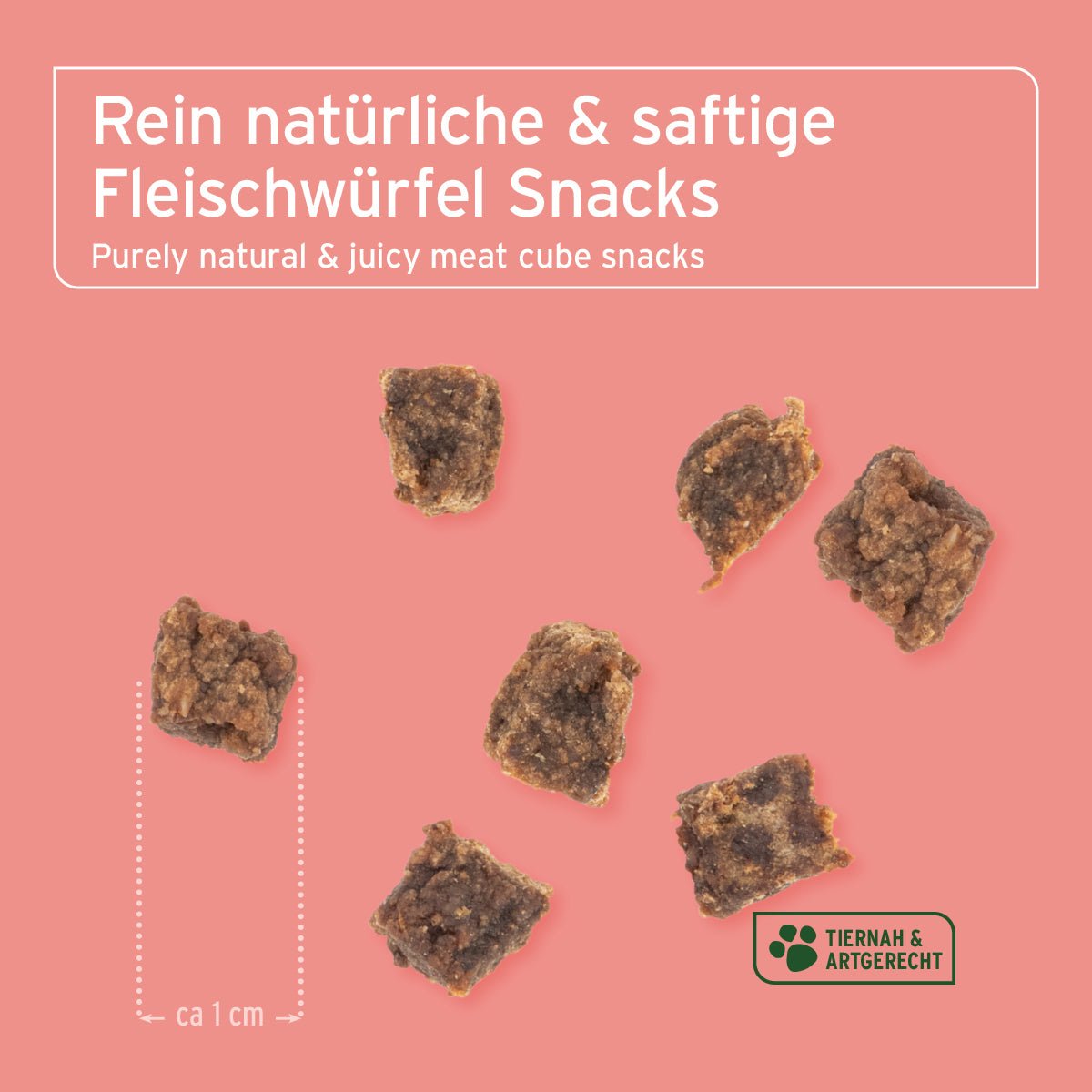 AniForte® Dog Snacks Rind – natürliche, saftige Rindfleischwürfel für Hunde, getreidefrei und ohne Zusätze.