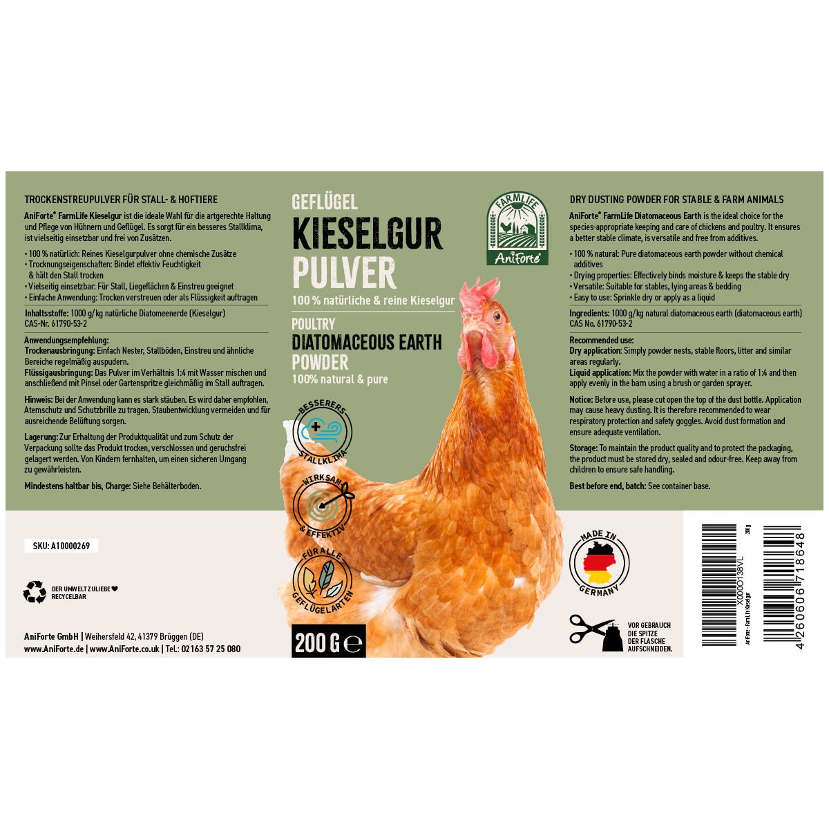 FarmLife Kieselgur Pulver 200g - ehemals Milben - STOP - AniForte