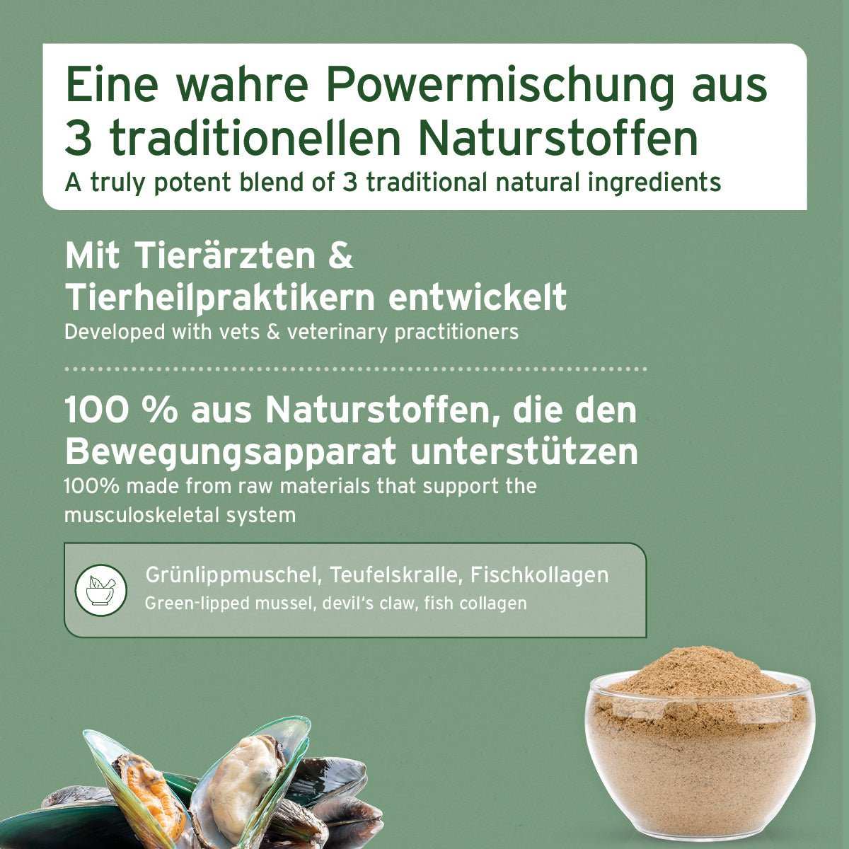 GelenkVETAL 3 - Gelenkpulver für Hunde aus Grünlippmuschel, Teufelskralle und Fischkollagen zur Unterstützung der Gelenkfunktion.