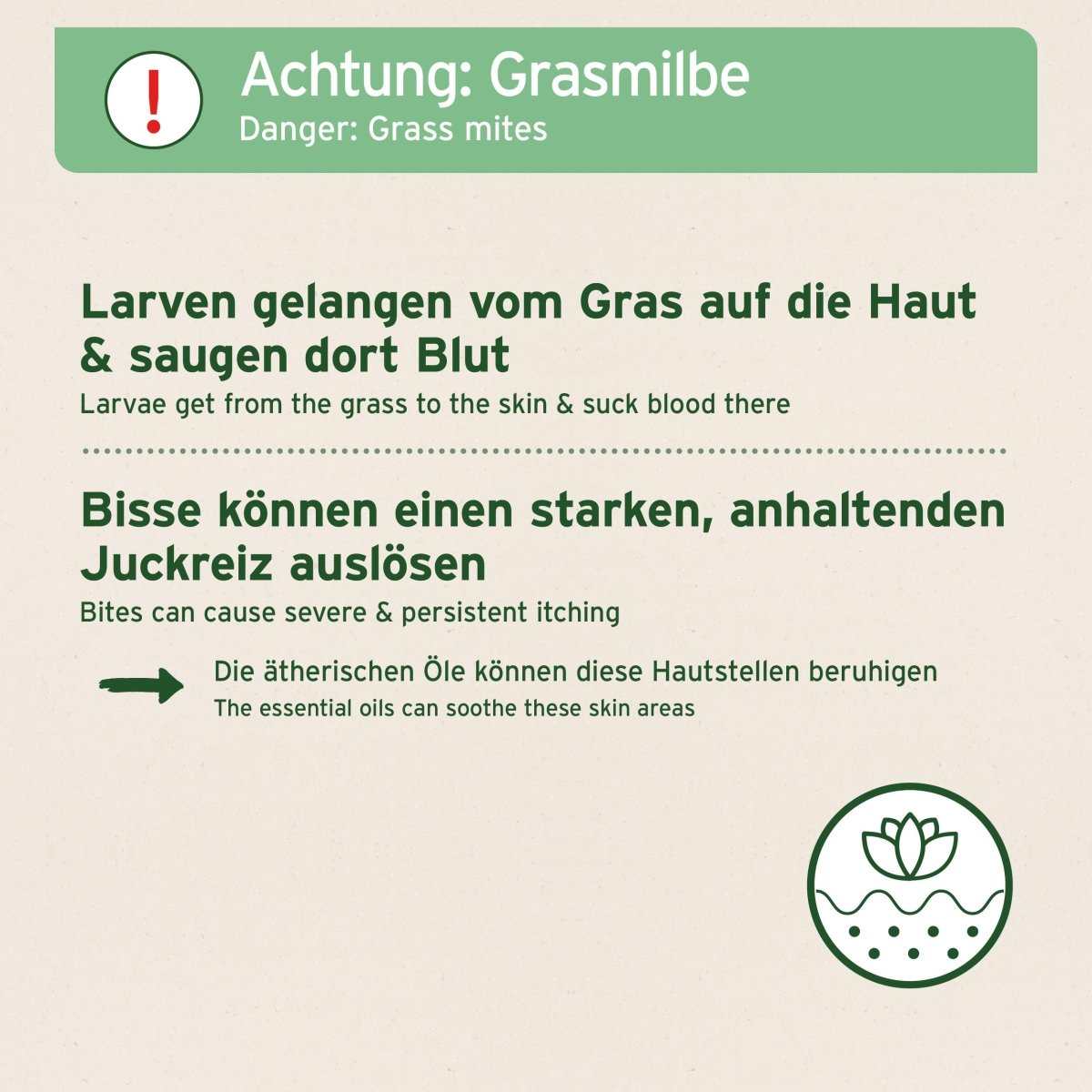 Informationsgrafik Grasmilben - EX Spray - AniForte