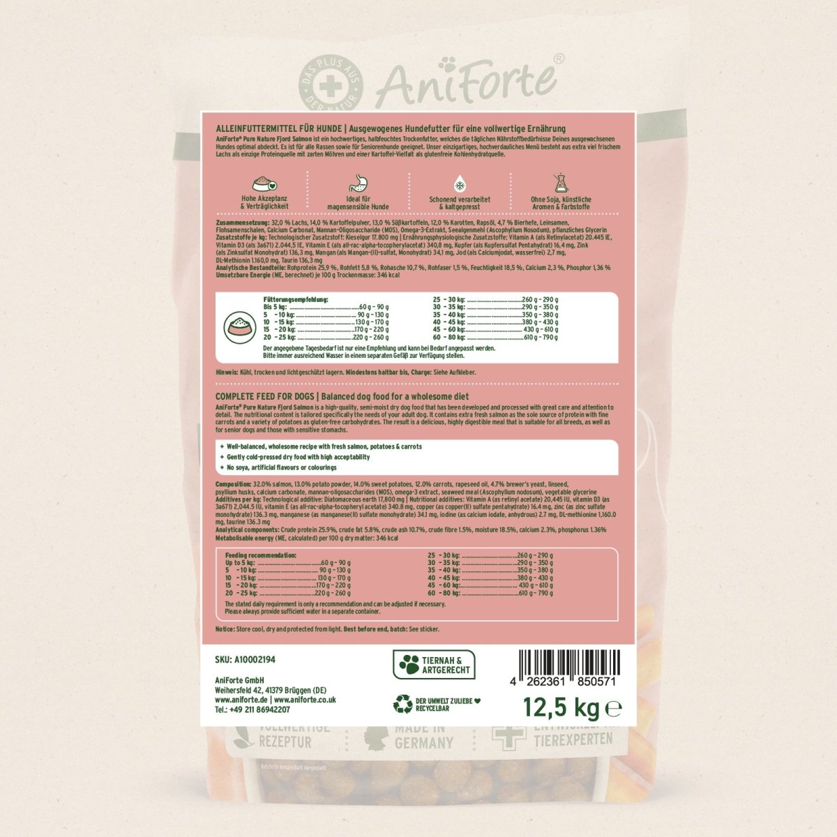 Halbfeuchtes Trockenfutter Fjord Salmon – Frischer Lachs - AniForte