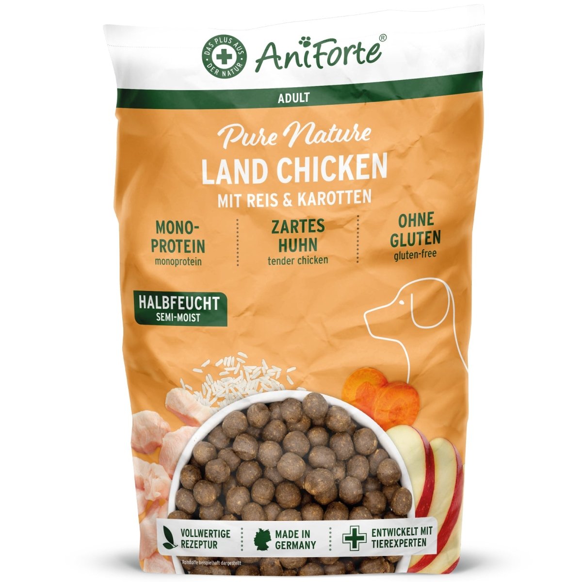 Halbfeuchtes Trockenfutter Land Chicken – Zartes Huhn - AniForte
