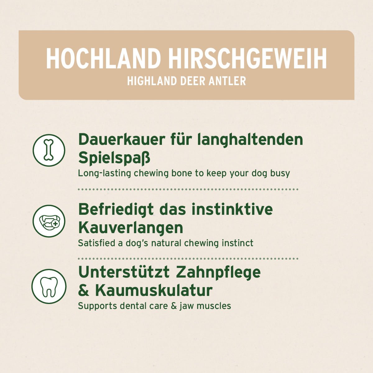 AniForte® Hochland Hirschgeweih natürlicher Kauknochen für Hunde zur Zahnpflege und langanhaltendem Spielspaß