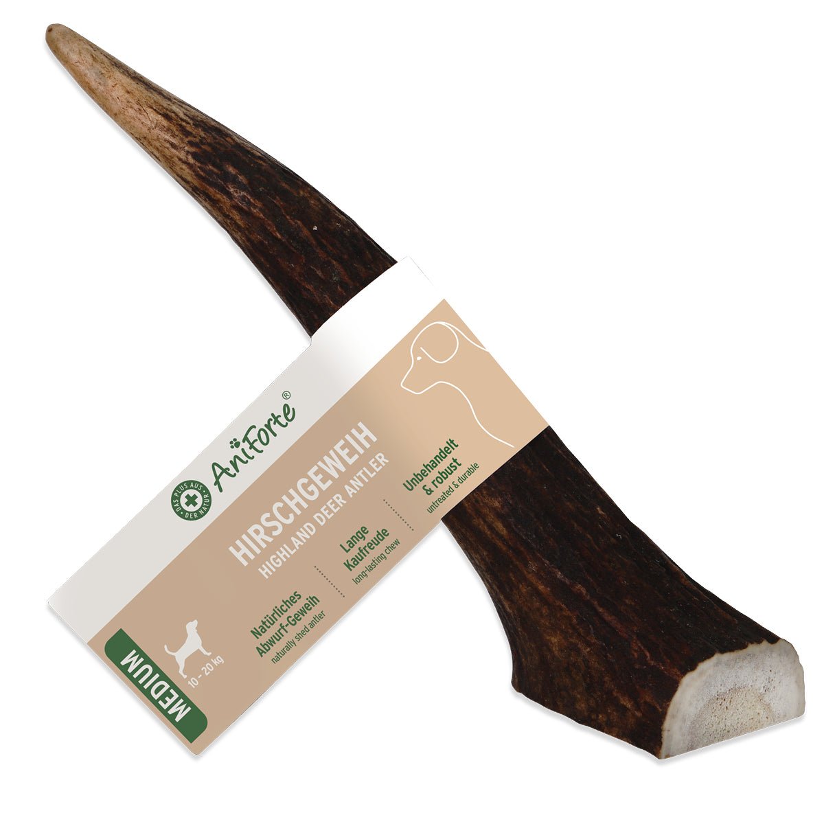 AniForte® Hochland Hirschgeweih natürlicher Kauknochen für Hunde, robust, fettarm, allergikerfreundlich, unterstützt Zahngesundheit und Stressabbau