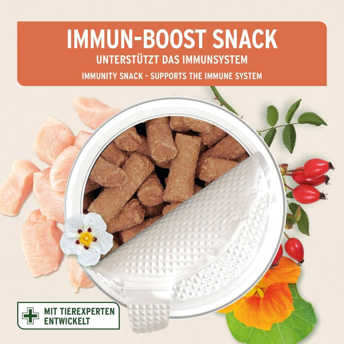 AniForte® Immun-Boost Snacks – Immunsystem unterstützende Hundeleckerlis mit Kapuzinerkresse, Hagebutte und Zink, getreidefrei und magenfreundlich.