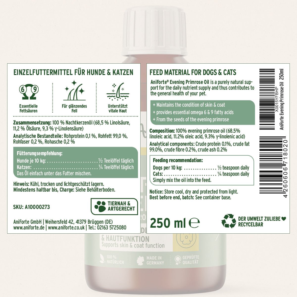 AniForte Immun-Fit Set mit Immun-Aktiv Pulver und Nachtkerzenöl für Hunde und Katzen zur natürlichen Stärkung der Abwehrkräfte