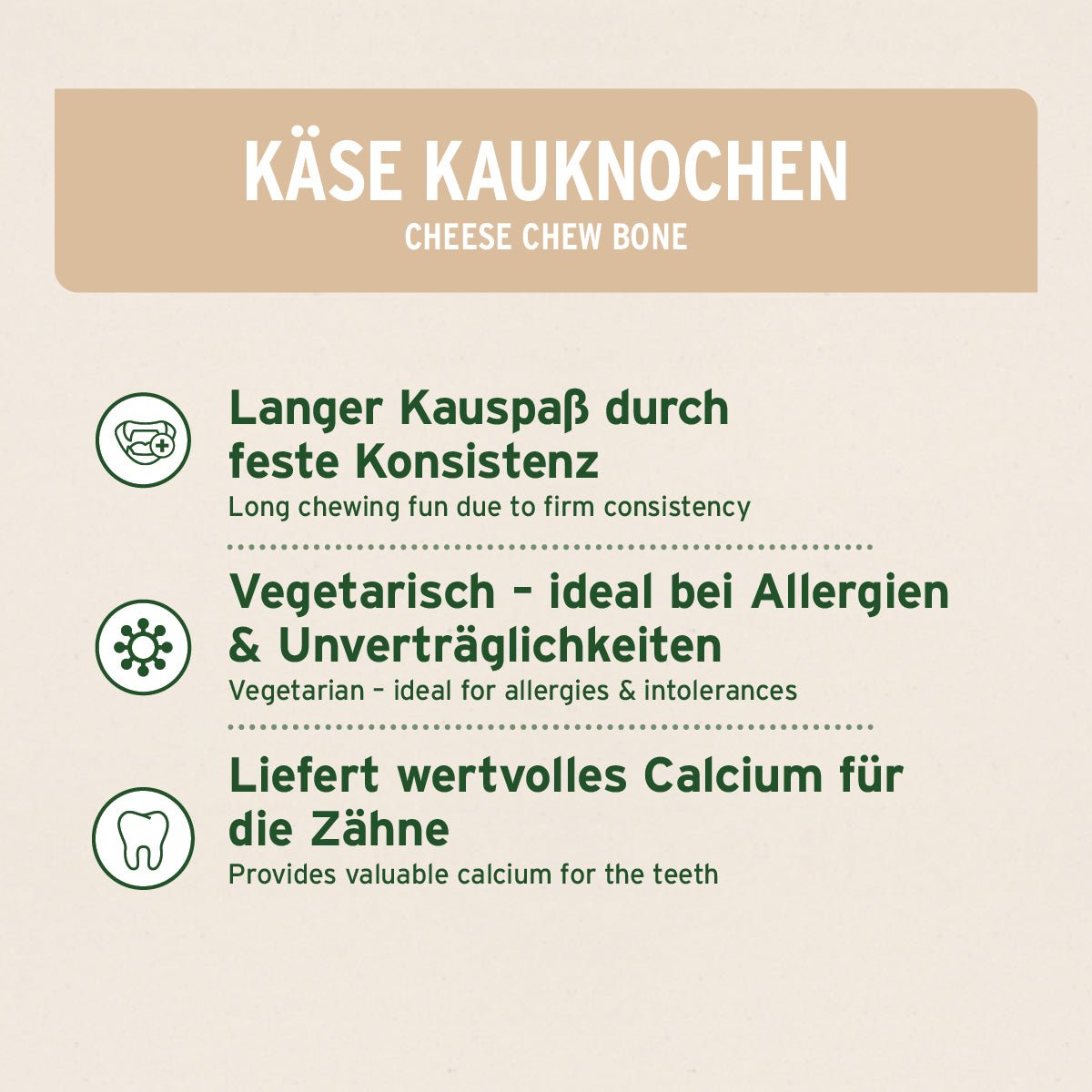 AniForte Käse Kauknochen für Hunde, langer Kauspaß, vegetarisch, unterstützt Zahngesundheit bei Allergien und Unverträglichkeiten
