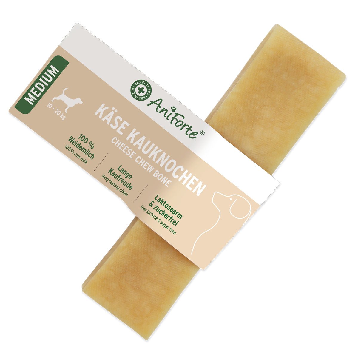 AniForte Käse Kauknochen für Hunde, natürlicher Hartkäse-Kausnack, laktose- und zuckerfrei, unterstützt Zahngesundheit und Stressabbau