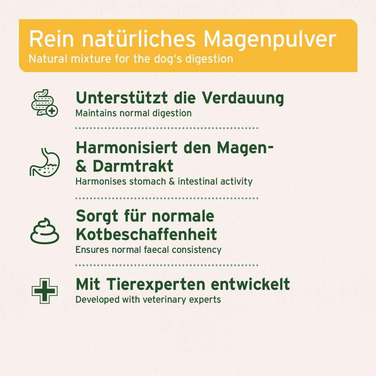 MagenSanft Magenpulver für Hunde, unterstützt Verdauung und Magen-Darm-Tätigkeit, natürliche Tonmineralien und Kräuter, geeignet bei weichem Stuhl.