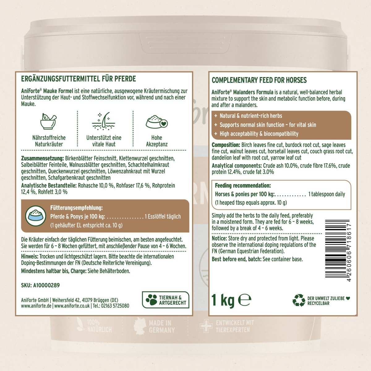 Produktetikett Mauke - Formel.