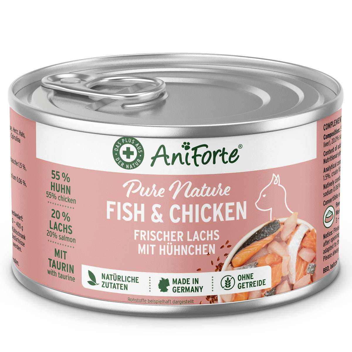 AniForte Pure Nature Cat Wet Food - Fish & Chicken with Fresh Salmon and Chicken, Grain-Free.