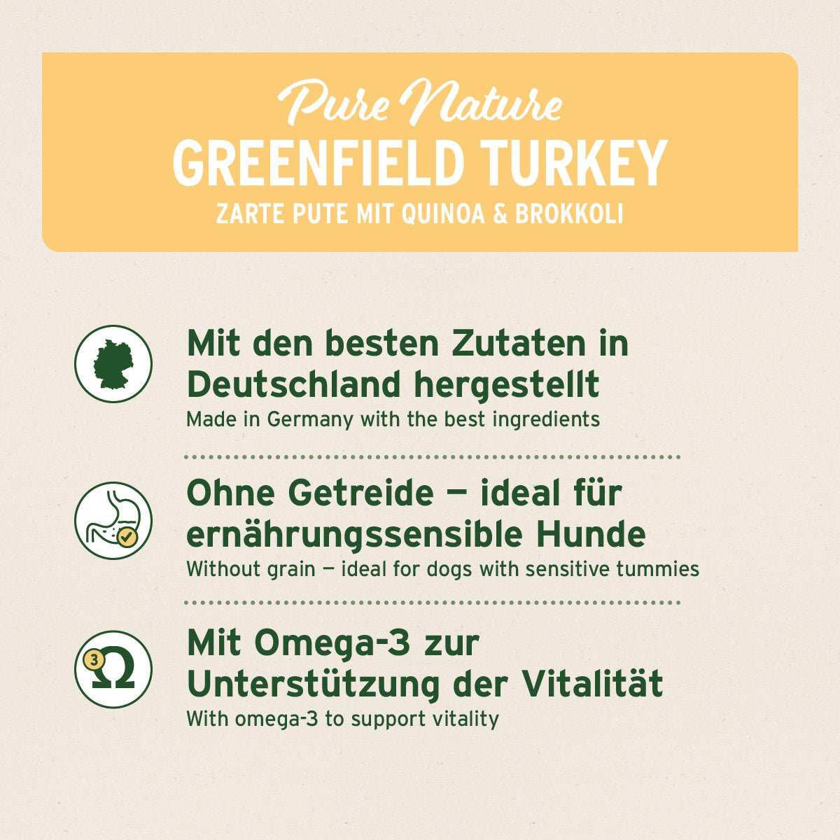 Informationen zum Nassfutter GreenfieldTurkey – "Pute mit Quinoa" - AniForte