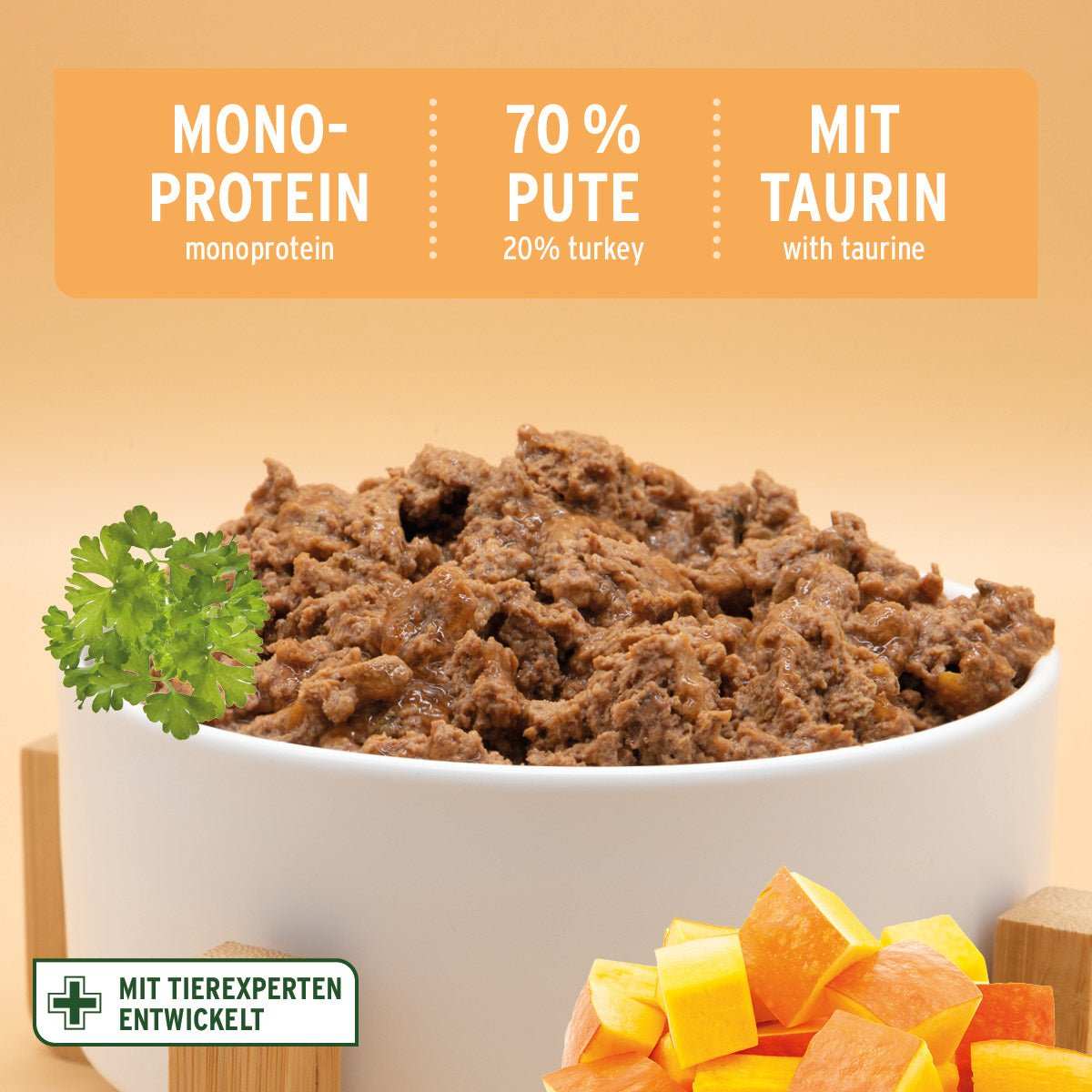 Schale Nassfutter Land Chicken – Zartes Huhn mit Kürbis.