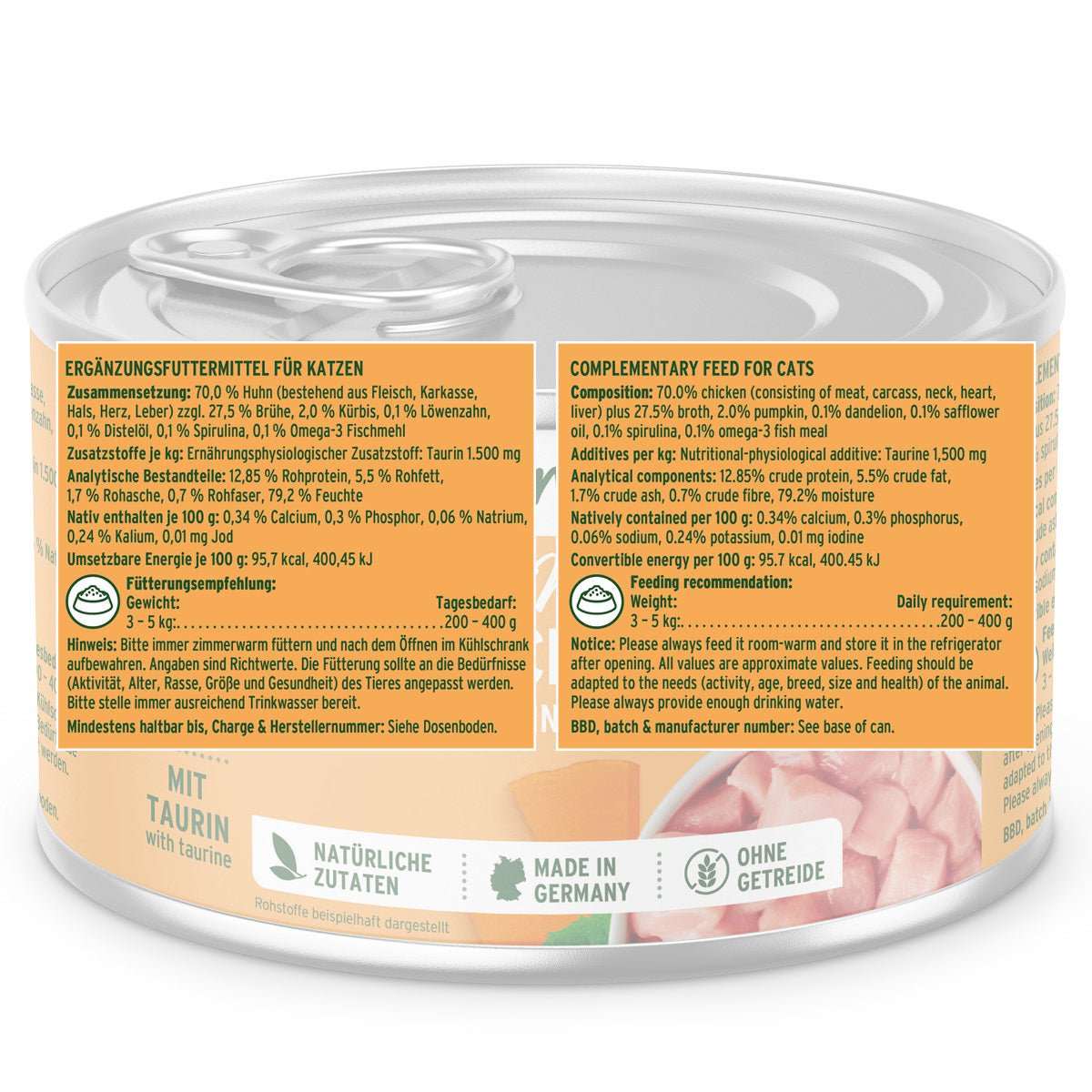 Etikett Nassfutter Land Chicken – Zartes Huhn mit Kürbis - AniForte