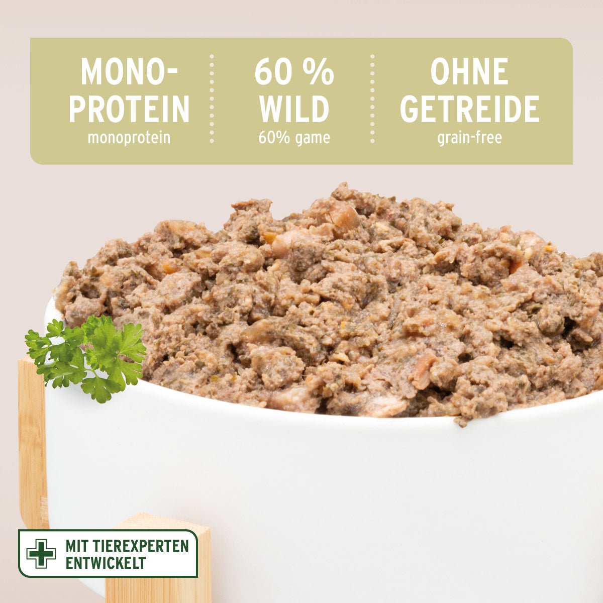 Nassfutter WildForest mit 60% Wildfleisch, getreidefrei und monoprotein, hochwertige Hundeernährung