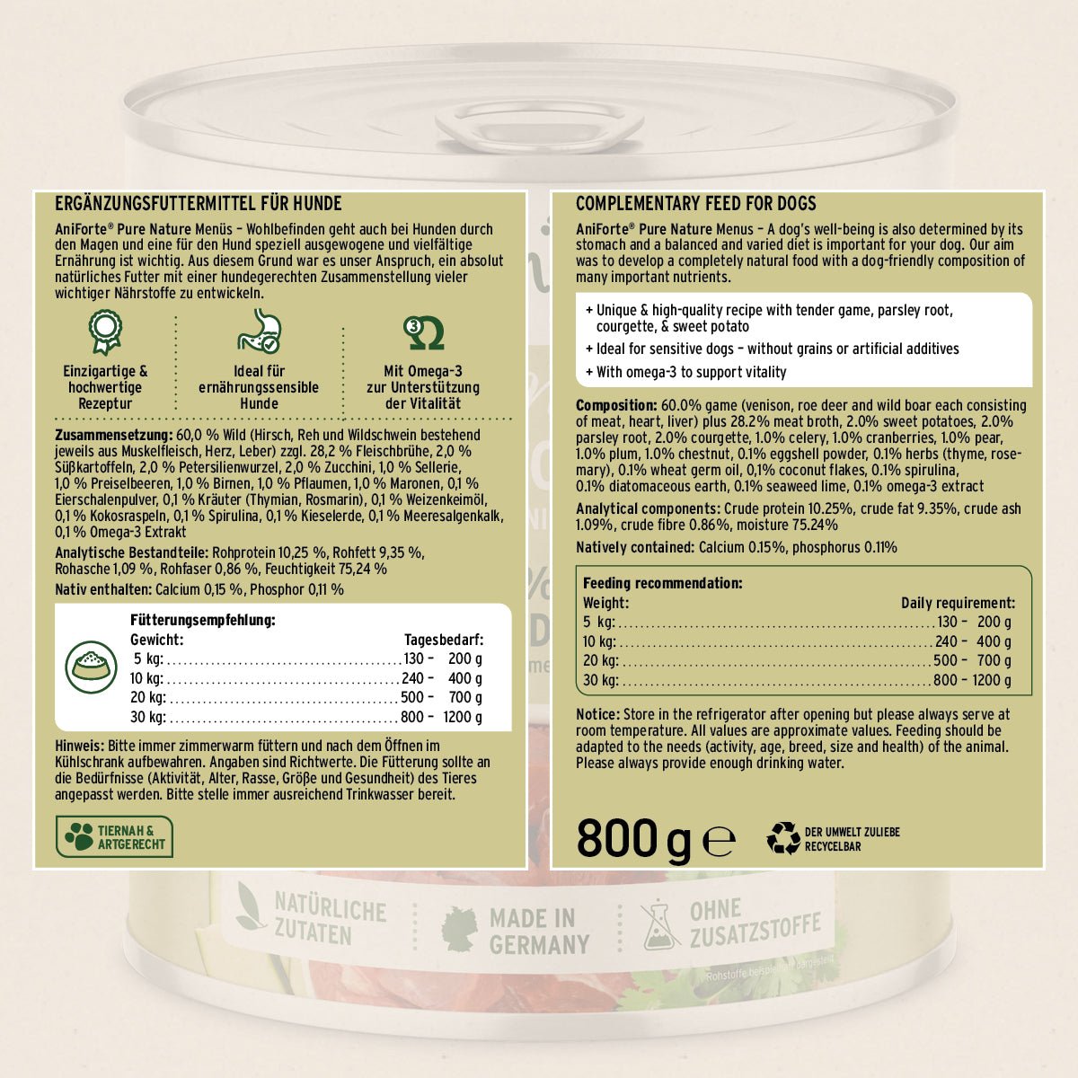 Nassfutter WildForest mit Wildfleisch und Zucchini, getreidefrei, reich an Omega-3 für sensible Hunde