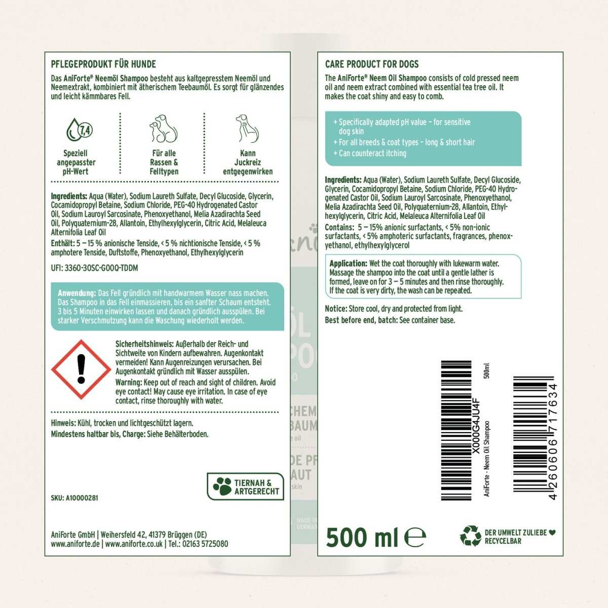 Etikett Neemöl Shampoo - AniForte