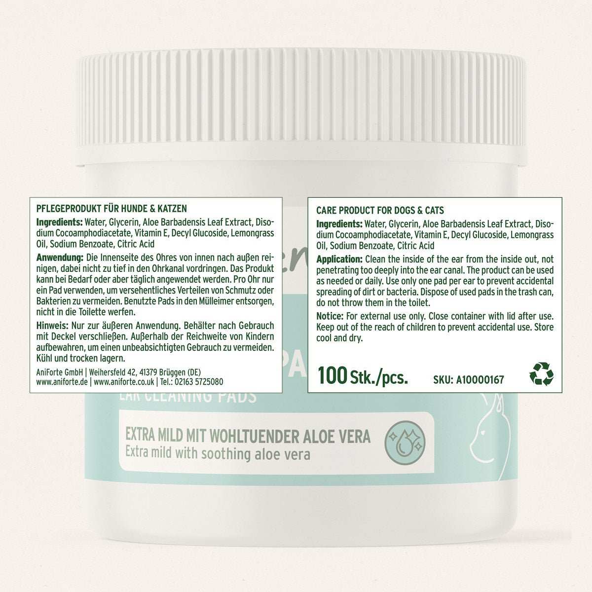 Etikett Ohren auf Dose Reinigungspads.