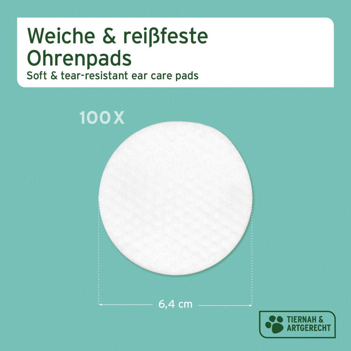 Ohren-Reinigungspads mit Aloe Vera für Hunde und Katzen, zur sanften Reinigung der Gehörgänge.