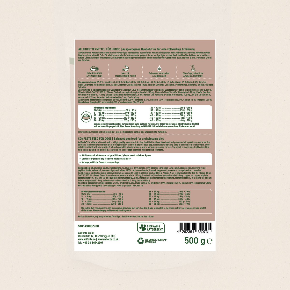 Probierpaket: Halbfeuchtes Trockenfutter 4 x 500 g - AniForte