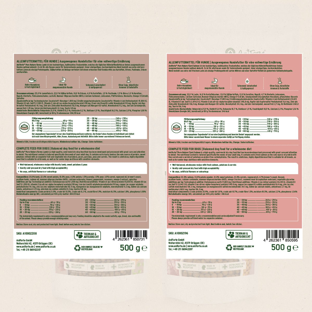 Probierpaket: Halbfeuchtes Trockenfutter 4 x 500 g - AniForte