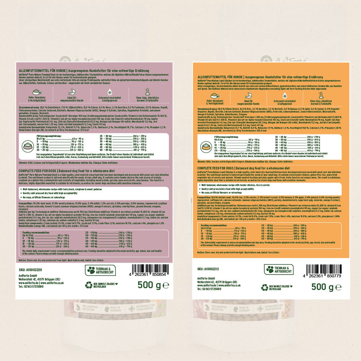 Probierpaket: Halbfeuchtes Trockenfutter 4 x 500 g - AniForte