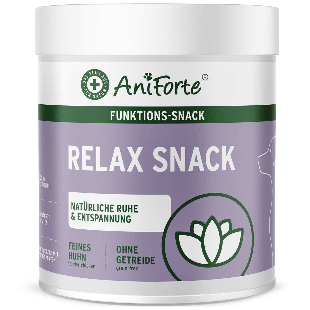 AniForte Relax-Snack for dogs, natural calming treats, with chicken and herbs, grain-free.