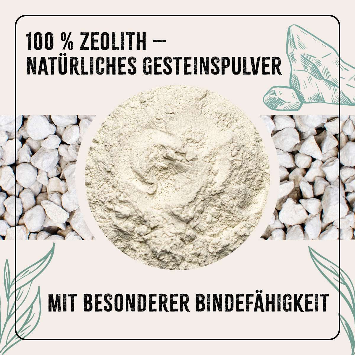 100 % Zeolith Gesteinspulver für Hühnerstaubbäder, natürliche und umweltschonende Pflege zur Parasitenbekämpfung.