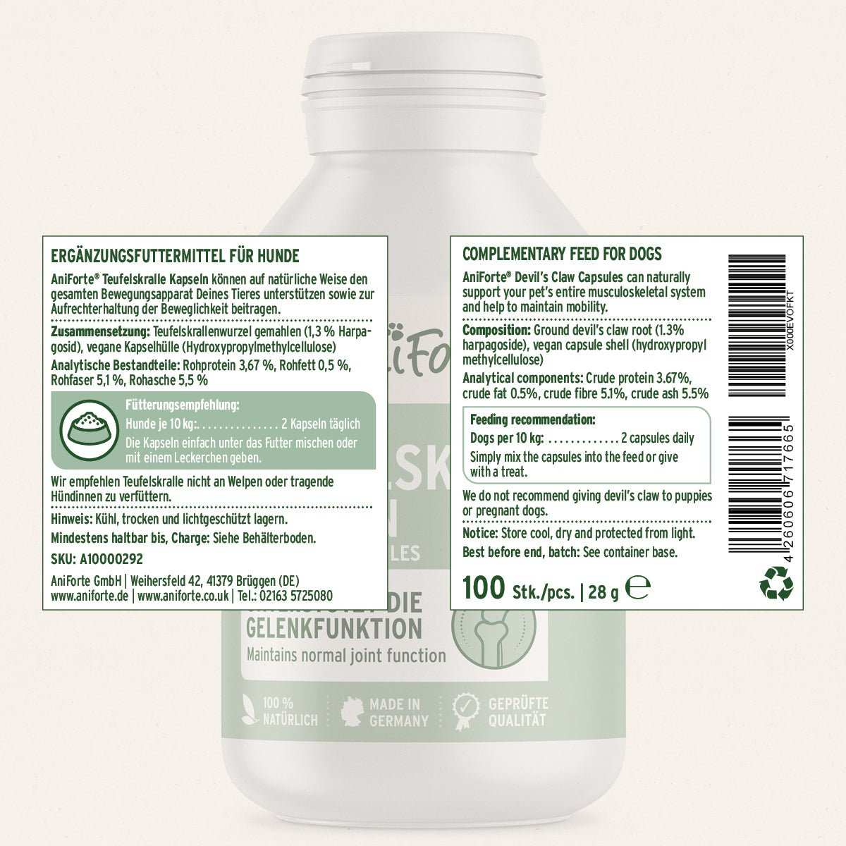 Teufelskralle Gelenk-Kapseln für Hunde zur Unterstützung der Gelenkfunktion.