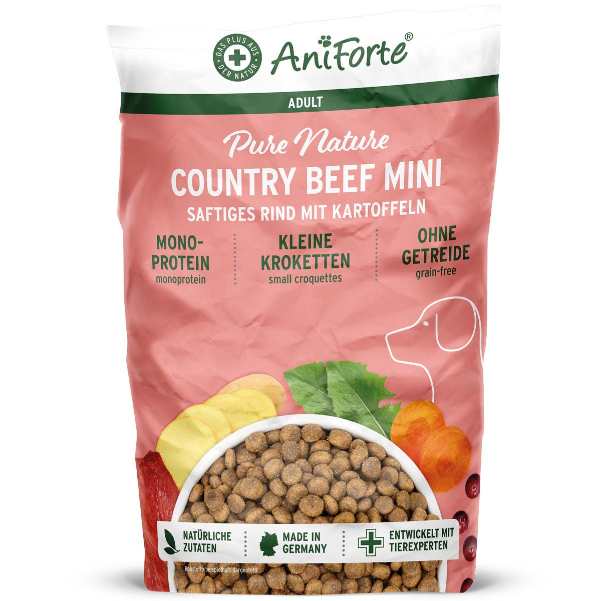 AniForte® Trockenfutter Rind Mini für kleine Hunde