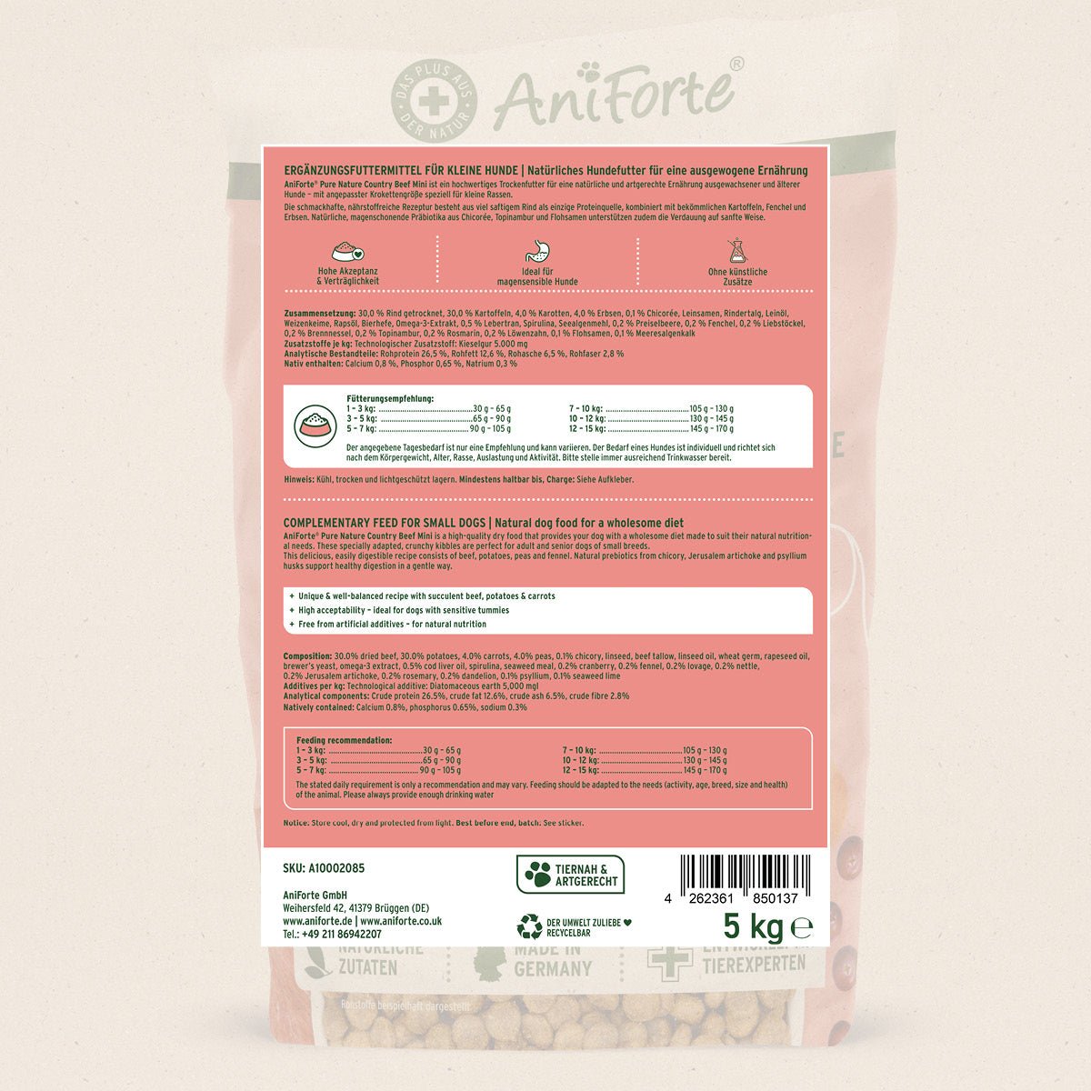Trockenfutter Mini Country Beef - ehemals Rind Mini - AniForte