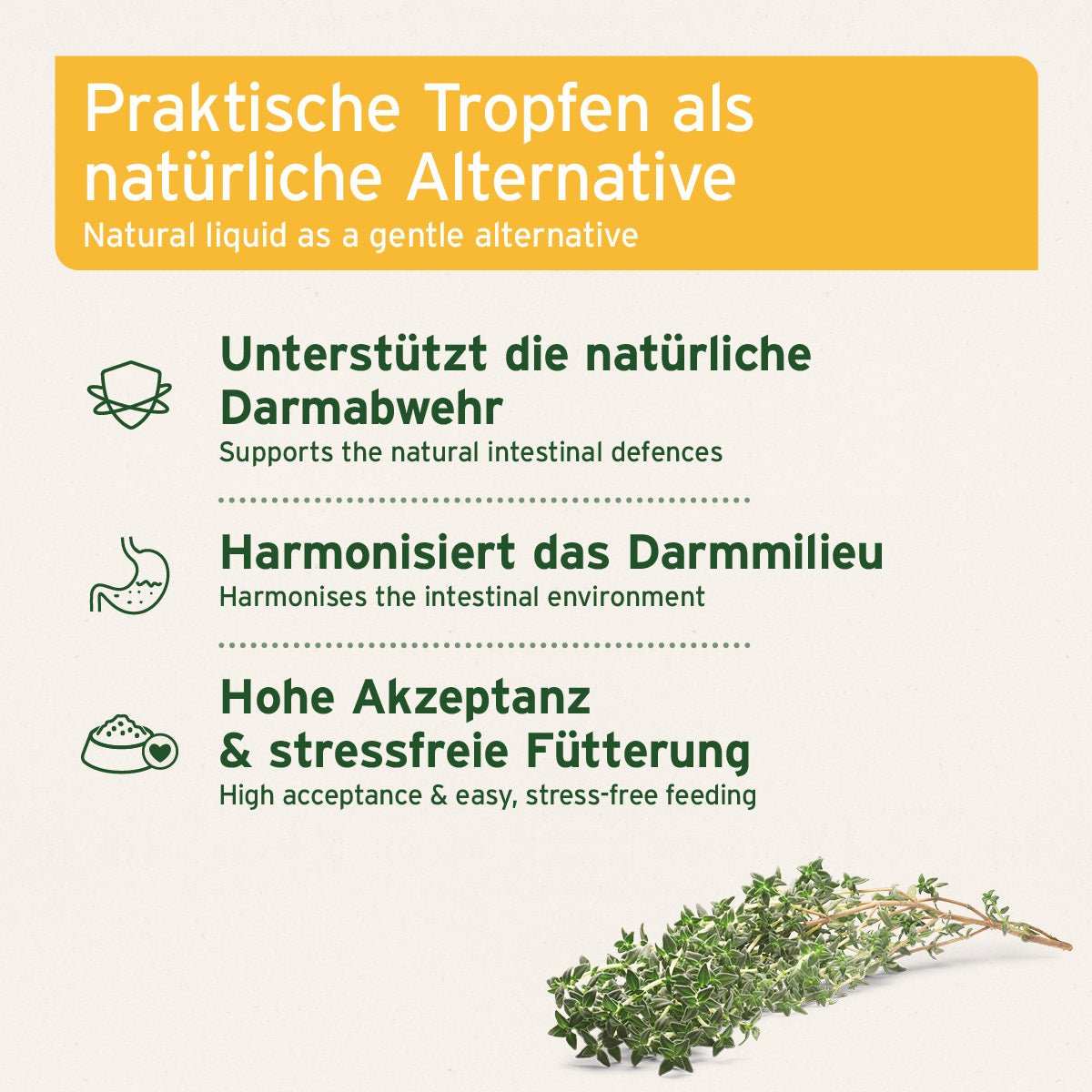 Praktisches AniForte® W-Liquid für Tiere unterstützt natürliche Darmabwehr und harmonisiert Darmmilieu, stressfreie Fütterung.