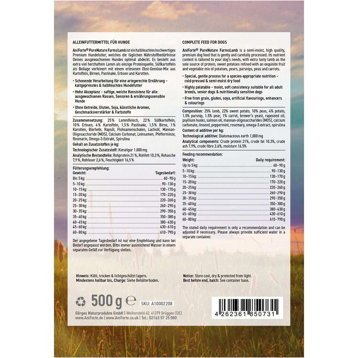 Inhaltsangabe Halbfeuchtes Trockenfutter 4 x 500 g - AniForte