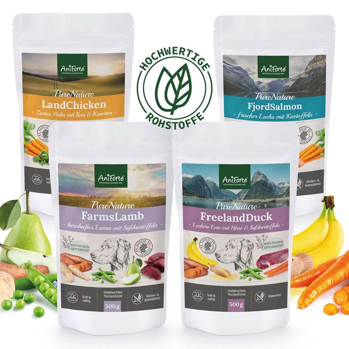 4 Sorten Halbfeuchtes Trockenfutter 4 x 500 g - AniForte