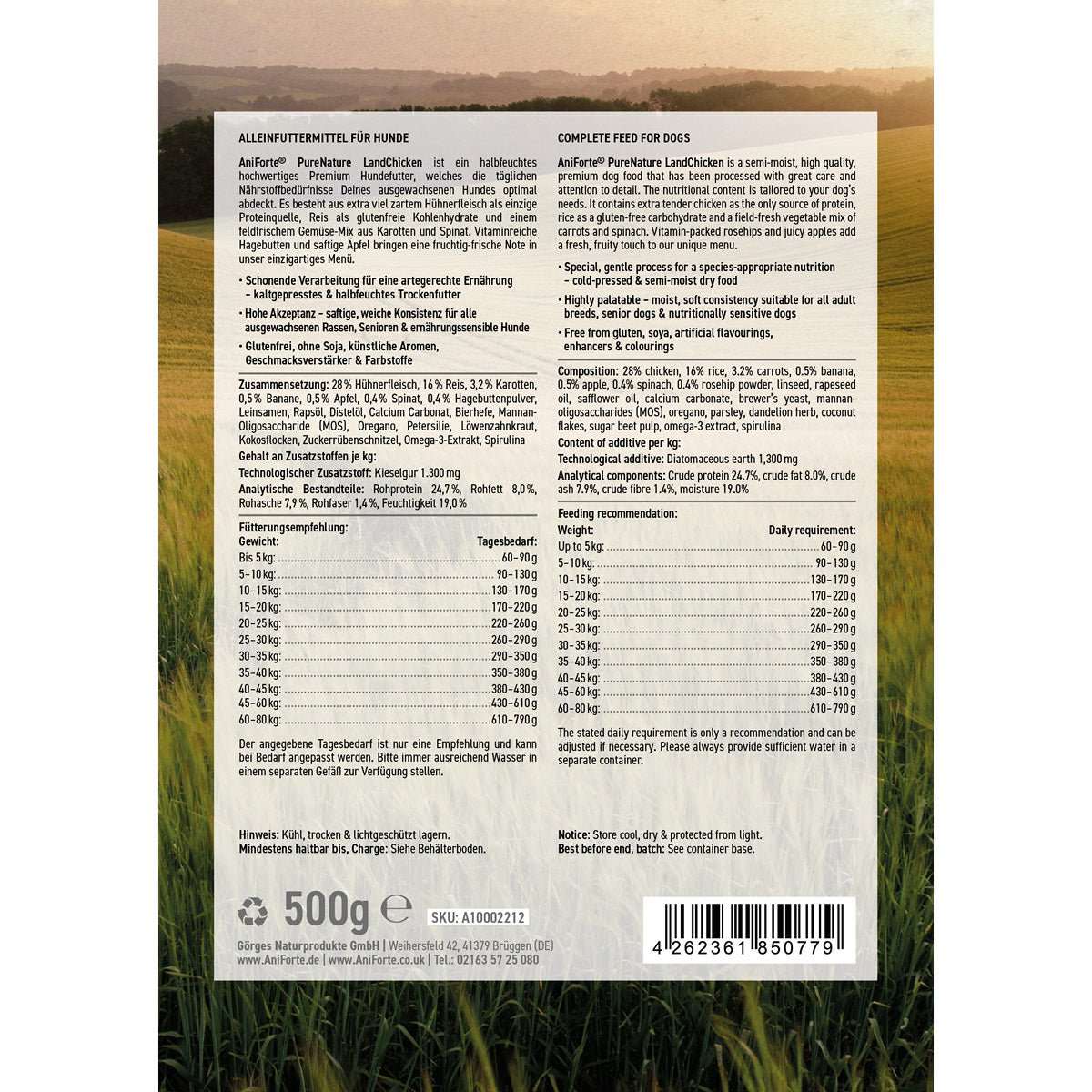 Inhaltsangabe Halbfeuchtes Trockenfutter 4 x 500 g - AniForte