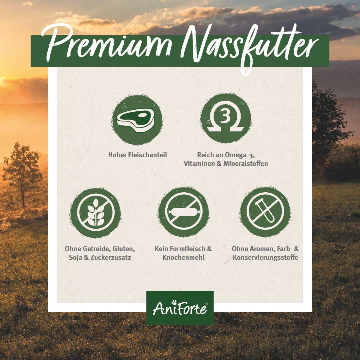 Infografiken zum Nassfutter JuniorMenue – "Feines Rind mit Süßkartoffeln" - AniForte